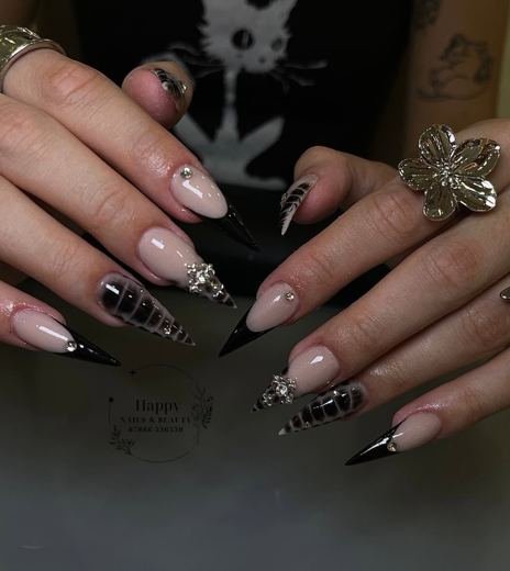 Black French with chrome charms
