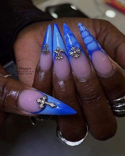 Marbled cobalt stilettos